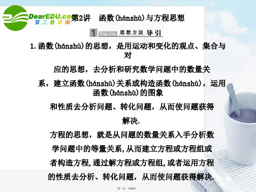 高考数学二轮复习 第2讲函数与方程思想课件 苏教版