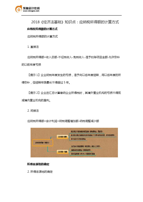 2018《经济法基础》知识点：应纳税所得额的计算方式