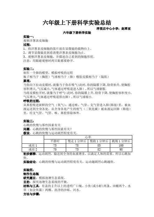 六年级科学实验总结