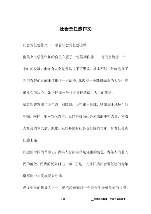 社会责任感作文