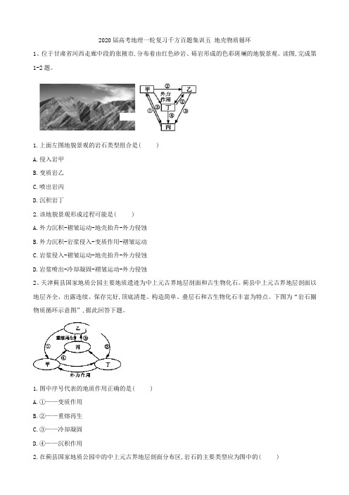 2020届高考地理一轮复习专题集训五地壳物质循环作业(通用版)