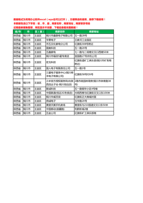 2020新版陕西省铜川市王益区数码有限公司工商企业公司商家名录名单黄页联系电话号码地址大全17家