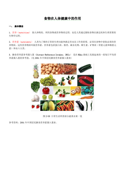 食物在人体健康中的作用