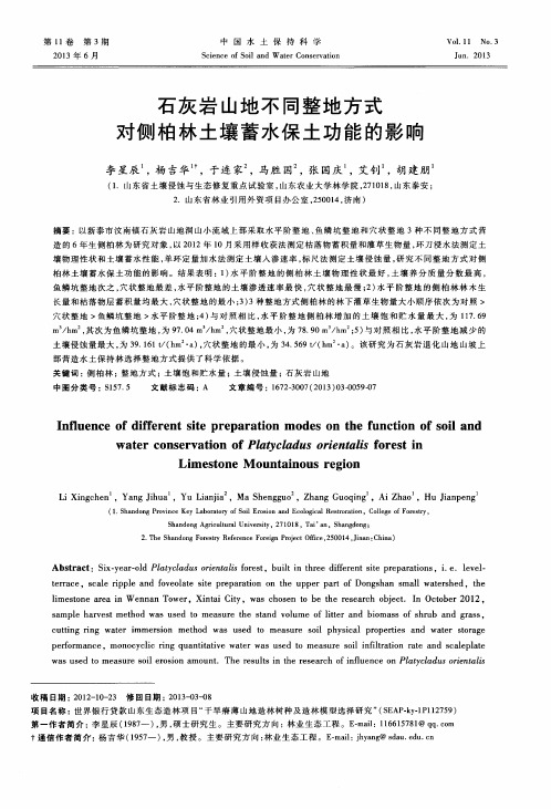 石灰岩山地不同整地方式对侧柏林土壤蓄水保土功能的影响