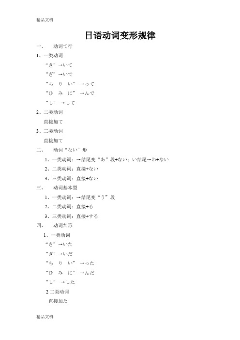 (整理)日语动词变形规律