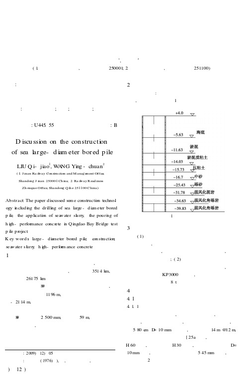 海上大直径钻孔灌注桩施工探讨