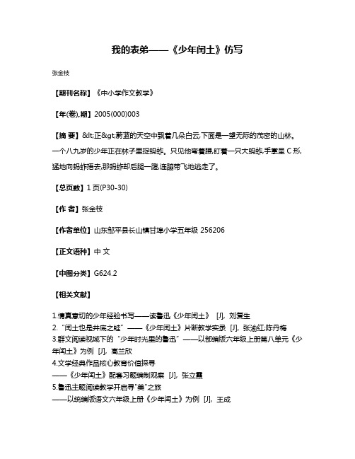 我的表弟——《少年闰土》仿写