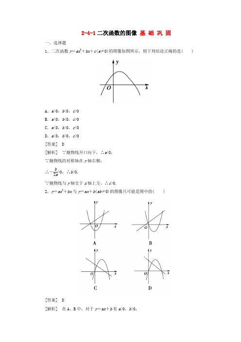 【成才之路】高中数学 2-4-1二次函数的图像同步练习 北师大版必修1