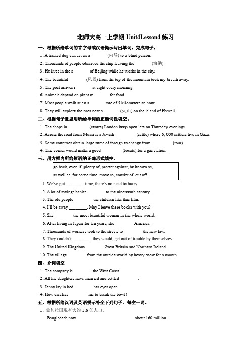 Unit 4 Lesson 4 同步练习-2021-2022学年高一上学期英语北师大版必修二