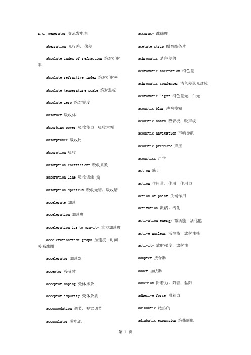 物理学专业词汇