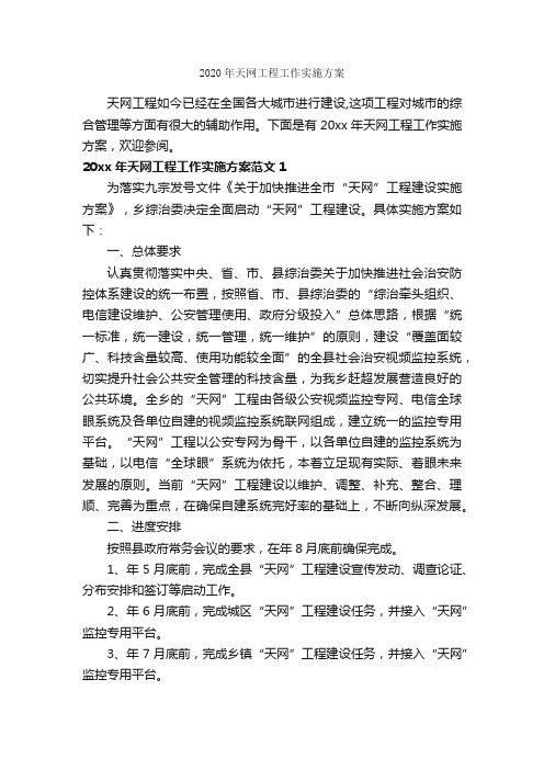 2020年天网工程工作实施方案_实施方案_