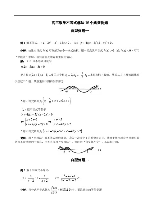 高三数学不等式解法15个典型例题doc