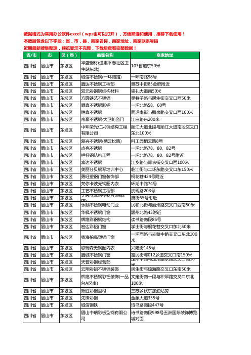 2020新版四川省眉山市东坡区钢材工商企业公司商家名录名单联系电话号码地址大全336家