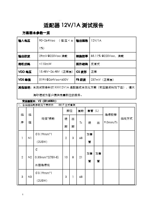 开关电源适配器测试报告模板