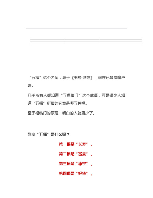 【知识】“五福临门”究竟指的哪五福？