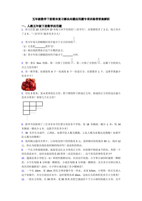 五年级数学下册期末复习解决问题应用题专项训练带答案解析