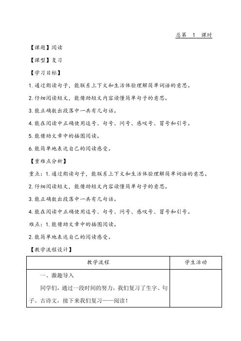 人教(部编版)二年级上册阅读教案精选