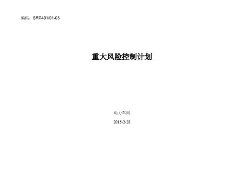 重大风险控制计划