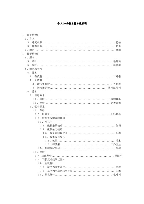 个人20份木本植物检索表(完)