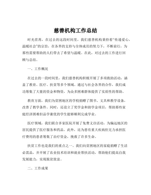 慈善机构工作总结