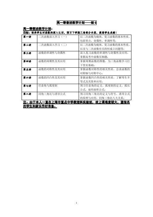 浦东寒假补习班新王牌2016年寒假班与春季班教学计划-杨G