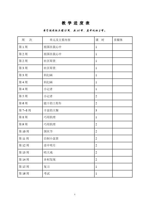 湖南美术出版社六年级上册美术全册教案