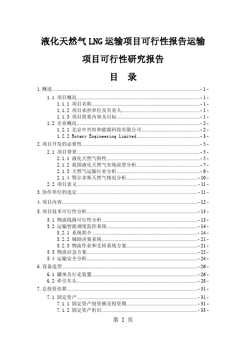 液化天然气LNG运输项目可行报告精品文档46页