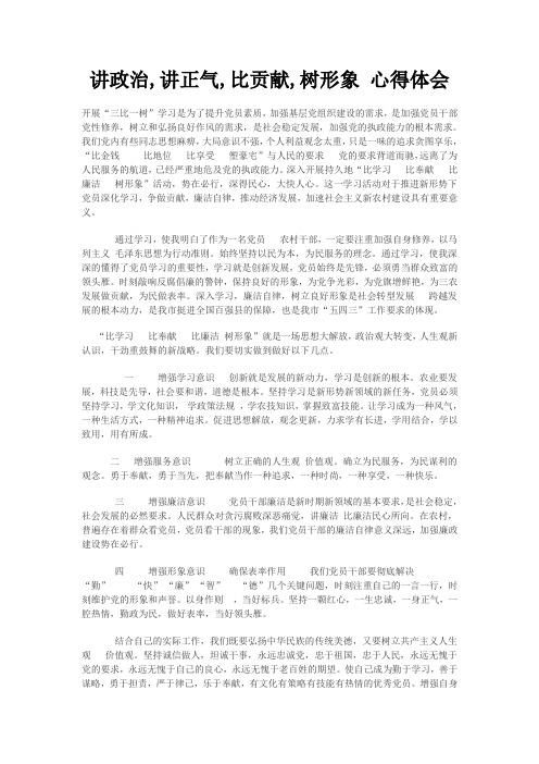 讲政治,讲正气,比贡献,树形象 心得体会