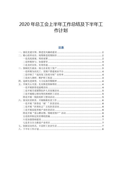 2020年总工会上半年工作总结及下半年工作计划