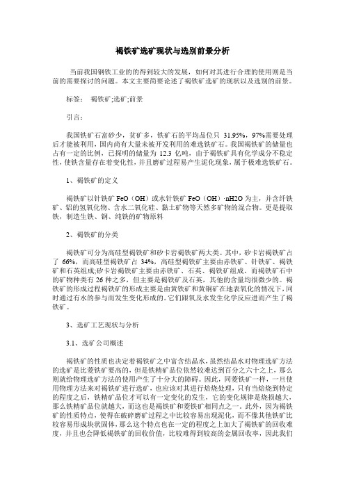 褐铁矿选矿现状与选别前景分析