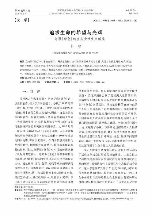追求生命的希望与光辉——电影《紫色》的生态女性主义解读