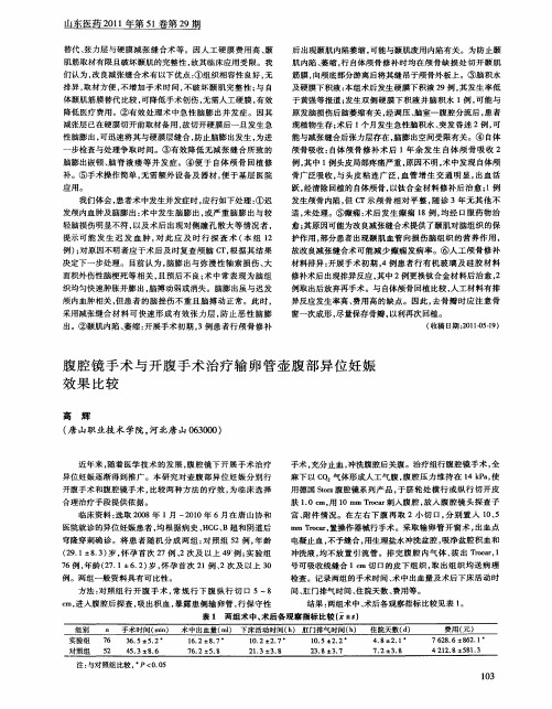 腹腔镜手术与开腹手术治疗输卵管壶腹部异位妊娠效果比较