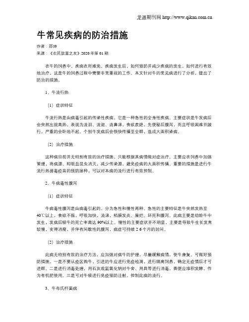 牛常见疾病的防治措施