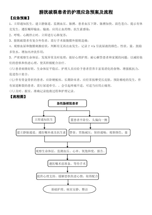 膀胱破裂患者的护理应急预案及流程