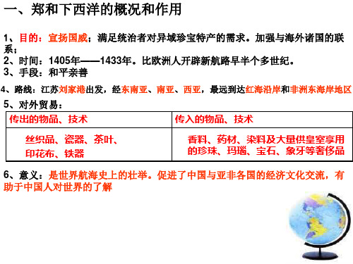 比较郑和下西洋与新航路开辟的概况和作用(PPT)5-1