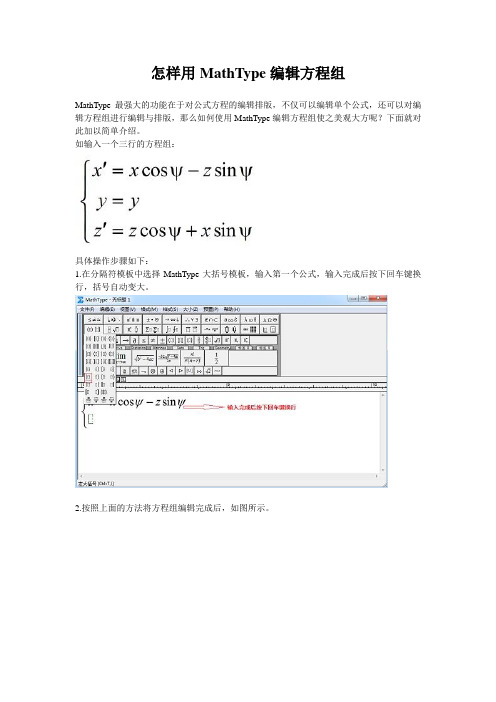 怎样用MathType编辑方程组