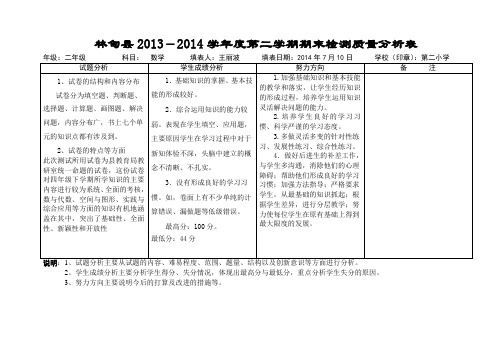 二年级下数学质量分析表