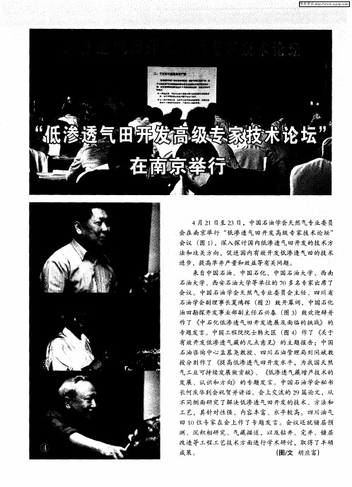 “低渗透气田开发高级专家技术论坛”在南京举行