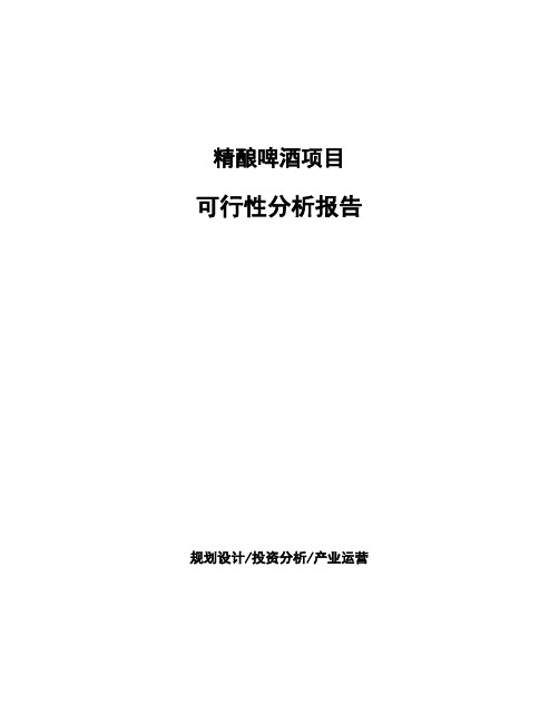 精酿啤酒项目可行性分析报告 (1)