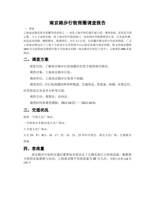 南京路步行街商圈调查报告