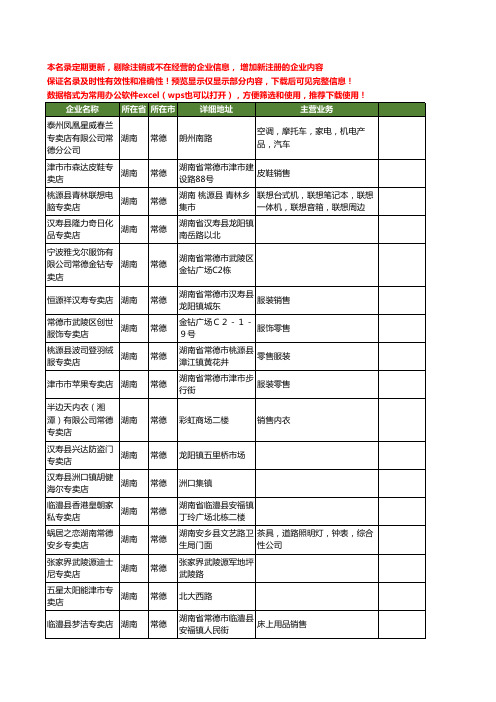 新版湖南省常德专卖店工商企业公司商家名录名单联系方式大全217家