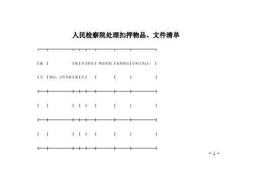 人民检察院处理扣押物品、文件清单