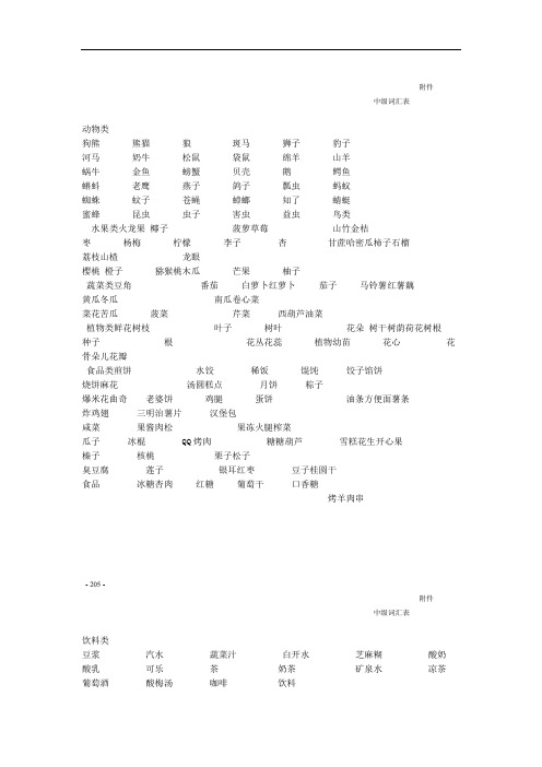 完整word版听障儿童听觉口语教学中级词汇