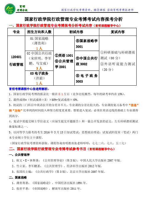 国家行政学院行政管理专业考博真题-育明考博