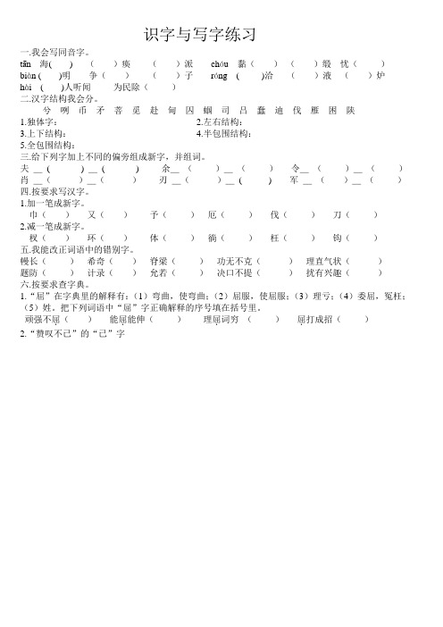 识字与写字练习