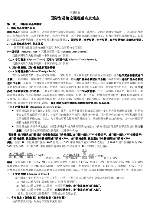 国际贸易概论 重点及难点