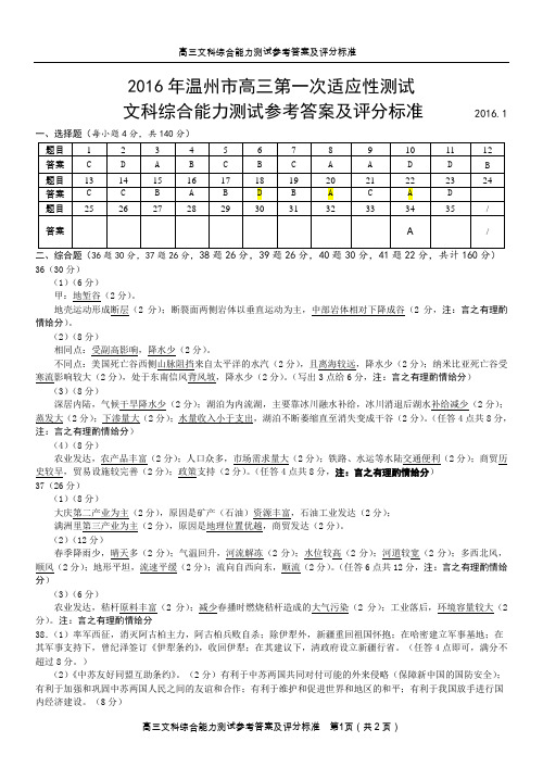 2016.1文综答案