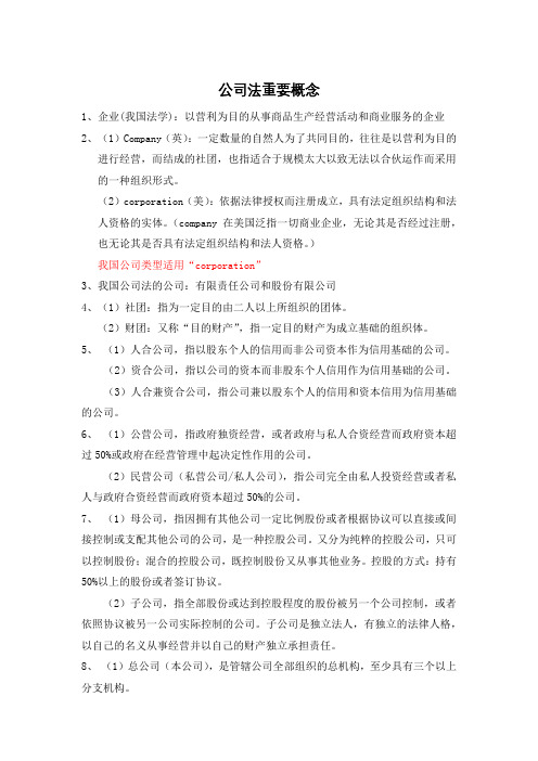 公司法名词解释