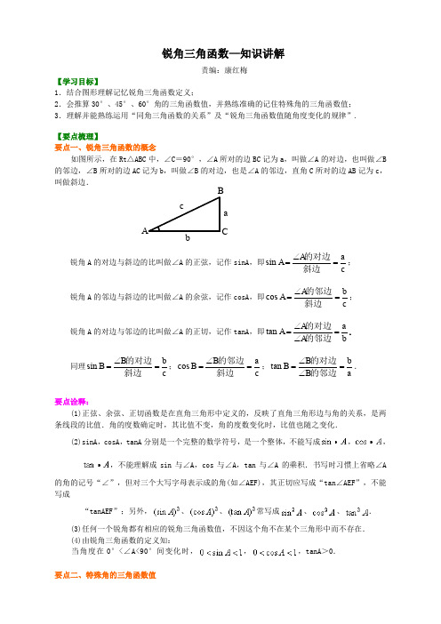 锐角三角函数—知识讲解