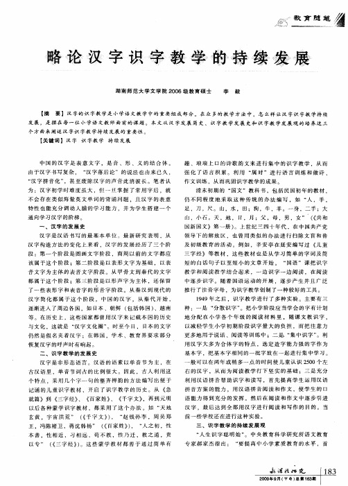略论汉字识字教学的持续发展